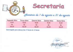 horario secretaria - agosto